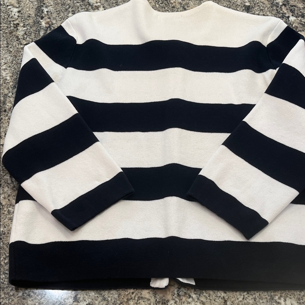 #280 Chaps Black and White Striped Sweater, NWOT - Picture 3 of 7